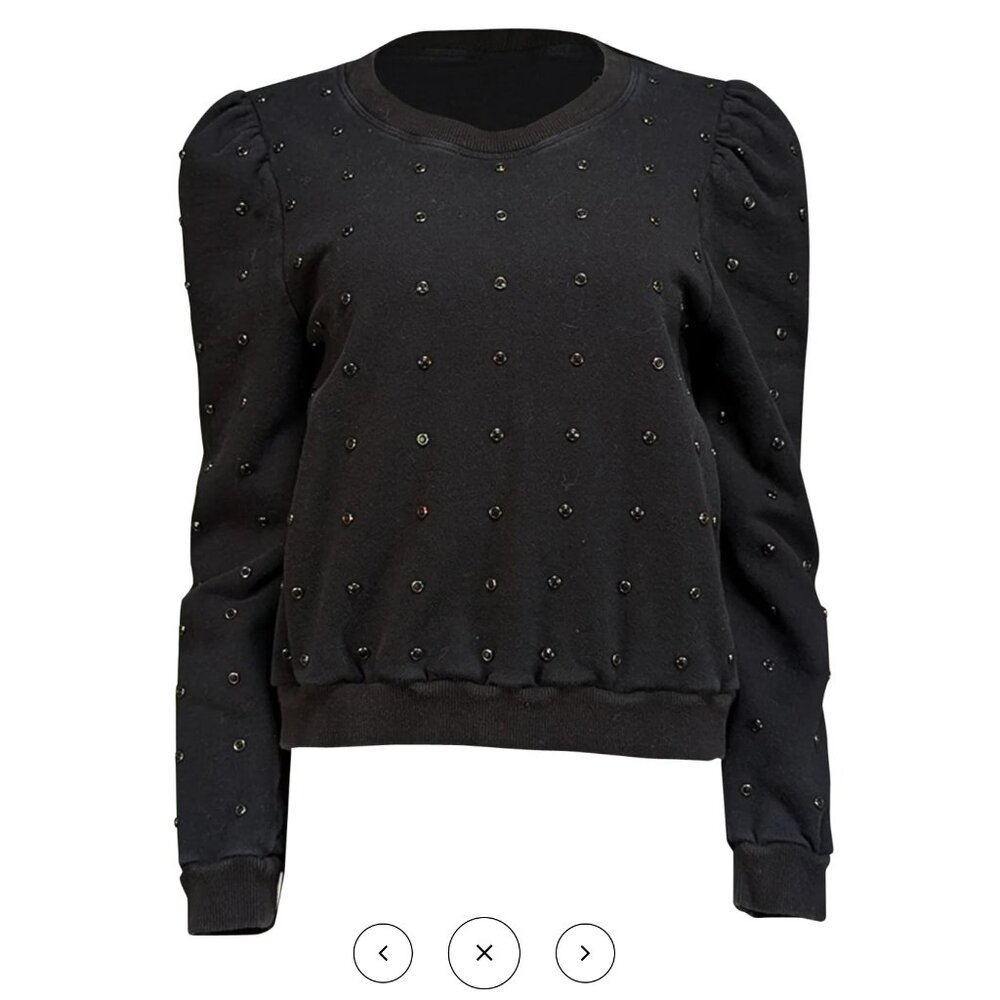 A.L.C. - Black Embellished Puff Sleeve Sweater Sz XS